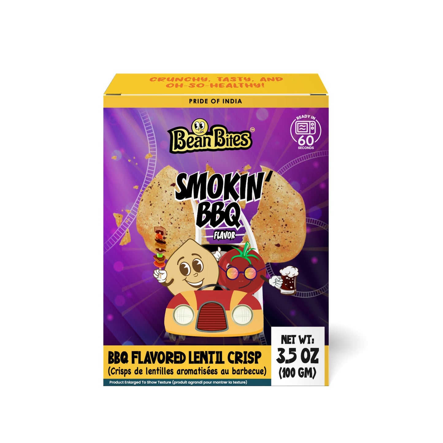 Bean Bites | Smokin’ BBQ Lentil Crisp 3.53 oz (100 g) | Round Crunchy Crisps-0