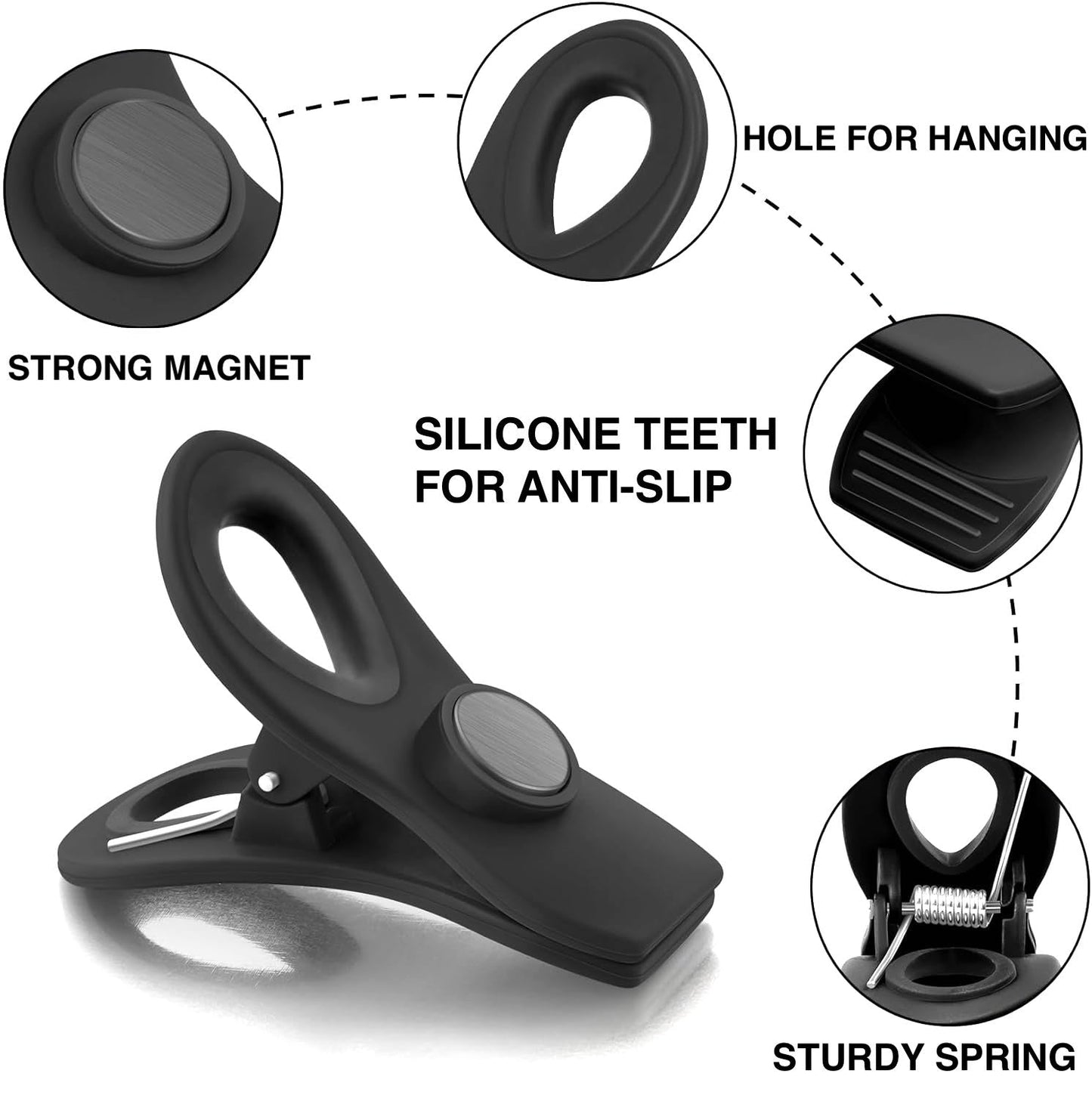 10-Piece Magnetic Bag Clip Set, Black-2