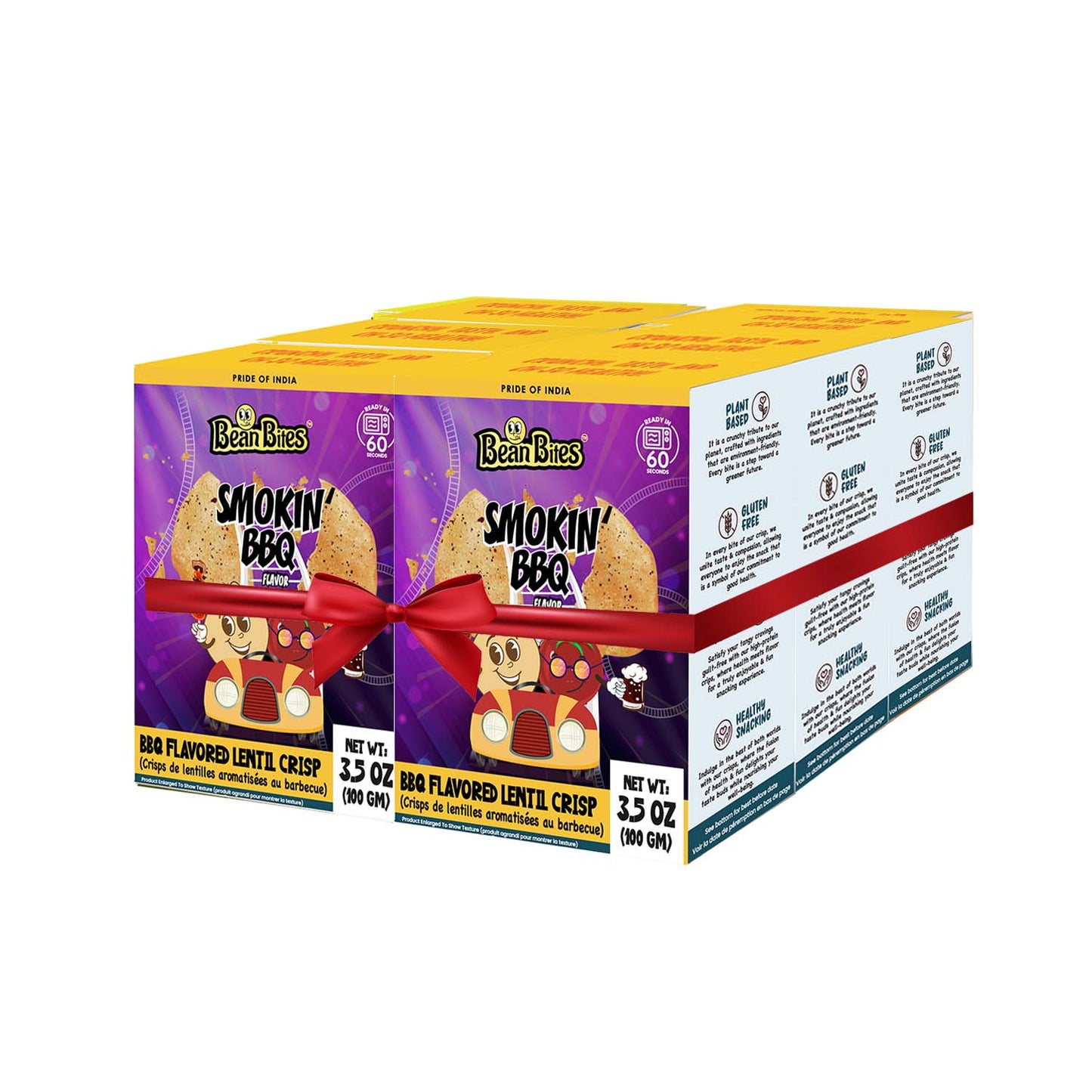 Bean Bites | Smokin’ BBQ Lentil Crisp 3.53 oz (100 g) | Round Crunchy Crisps-1