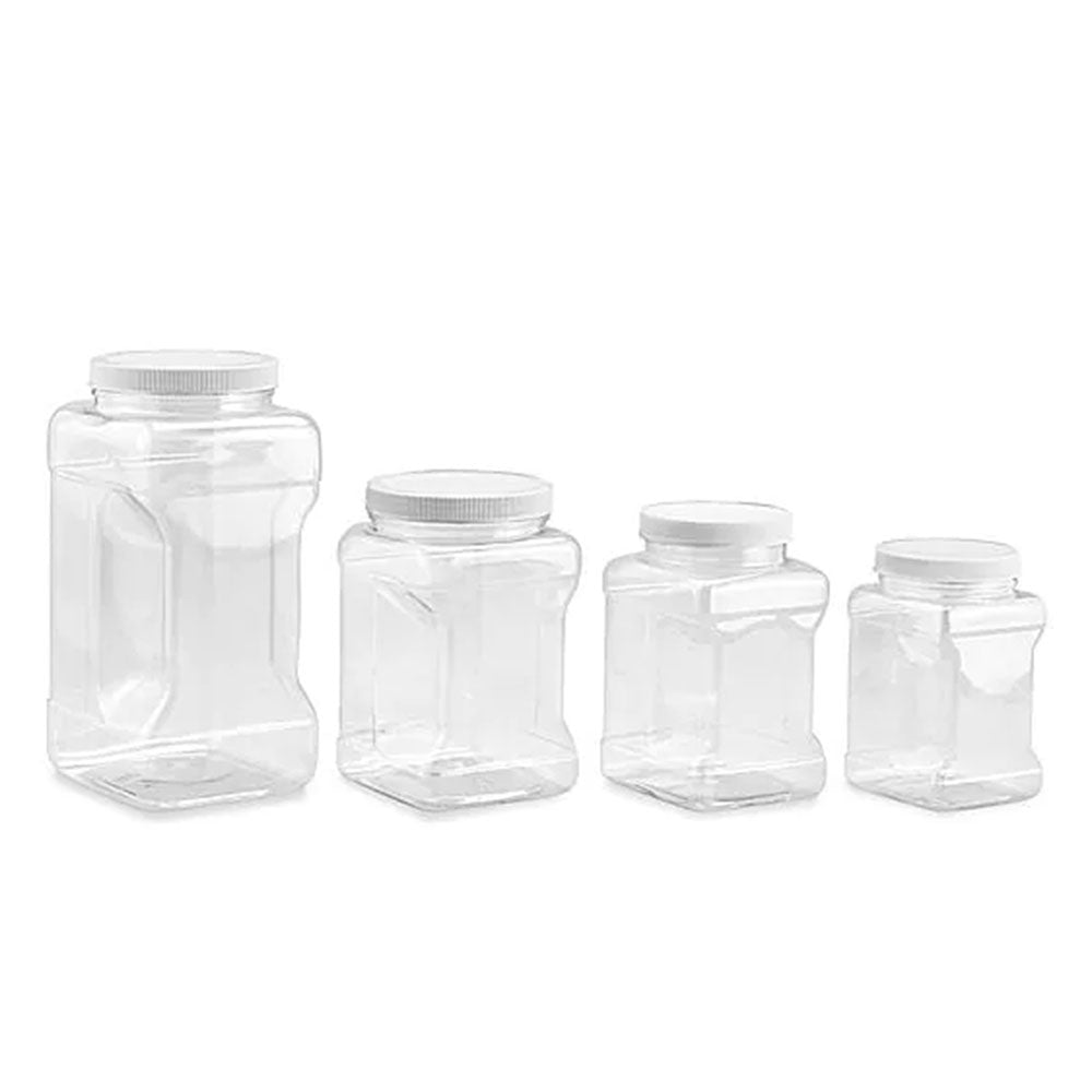 Clear PET Plastic Grip Dry/Liquid Food Storage Jars w/ Caps (Food Grade - BPA Free)-7