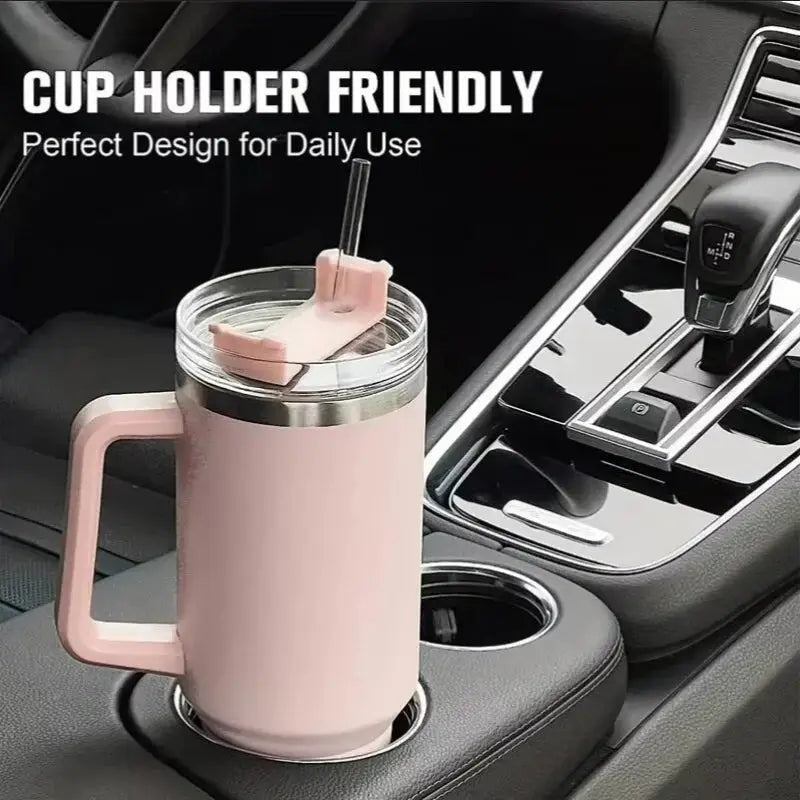 40oz 1200ML High Quality Insulated Tumbler with Handle Straw Double Wall Thermal Iced Travel Cup Coffee Cup Perfect Gift-1