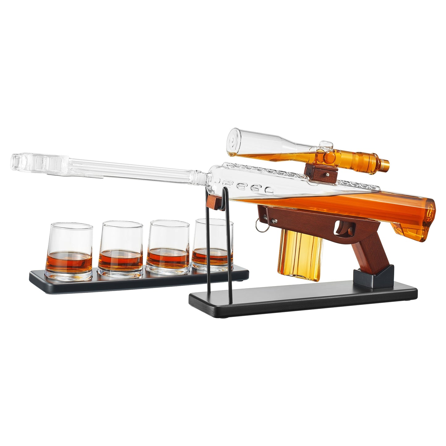 Gifts for Men Dad, Whiskey Decanter Set - Sniper Scope Glass Gun AR Limited Edition, Silencer Stopper - 22oz & 4, 5oz Bullet Glasses - Birthday Gift - Drinking Party, Liquor, Vodka-0