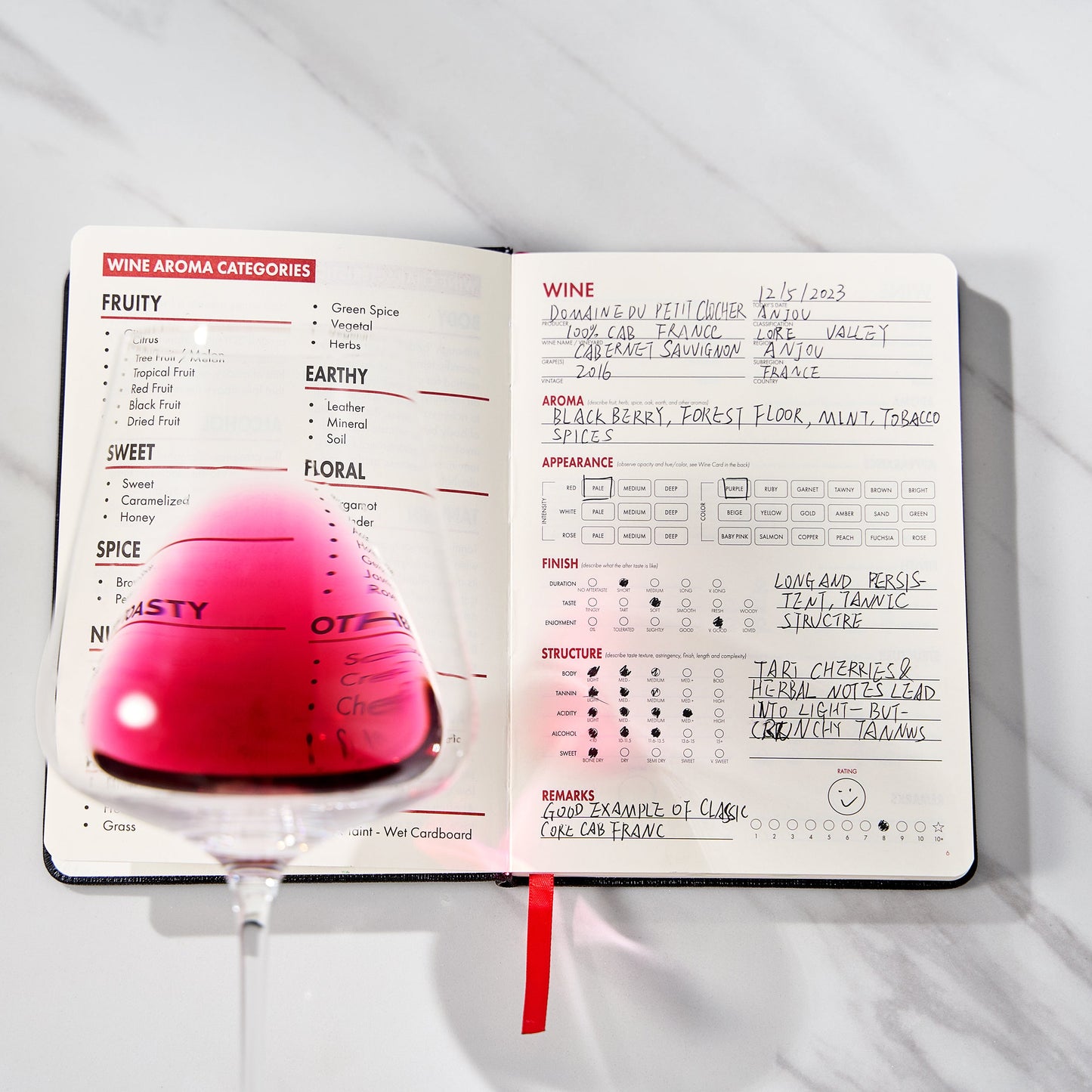 Wine Folly Wine Journal Guided Wine Tasting Notes (5" x 7" B6 Notebook) - Features 4 Step Tasting Method, Wine Color Reference Card, and Page Marker (Black)-2
