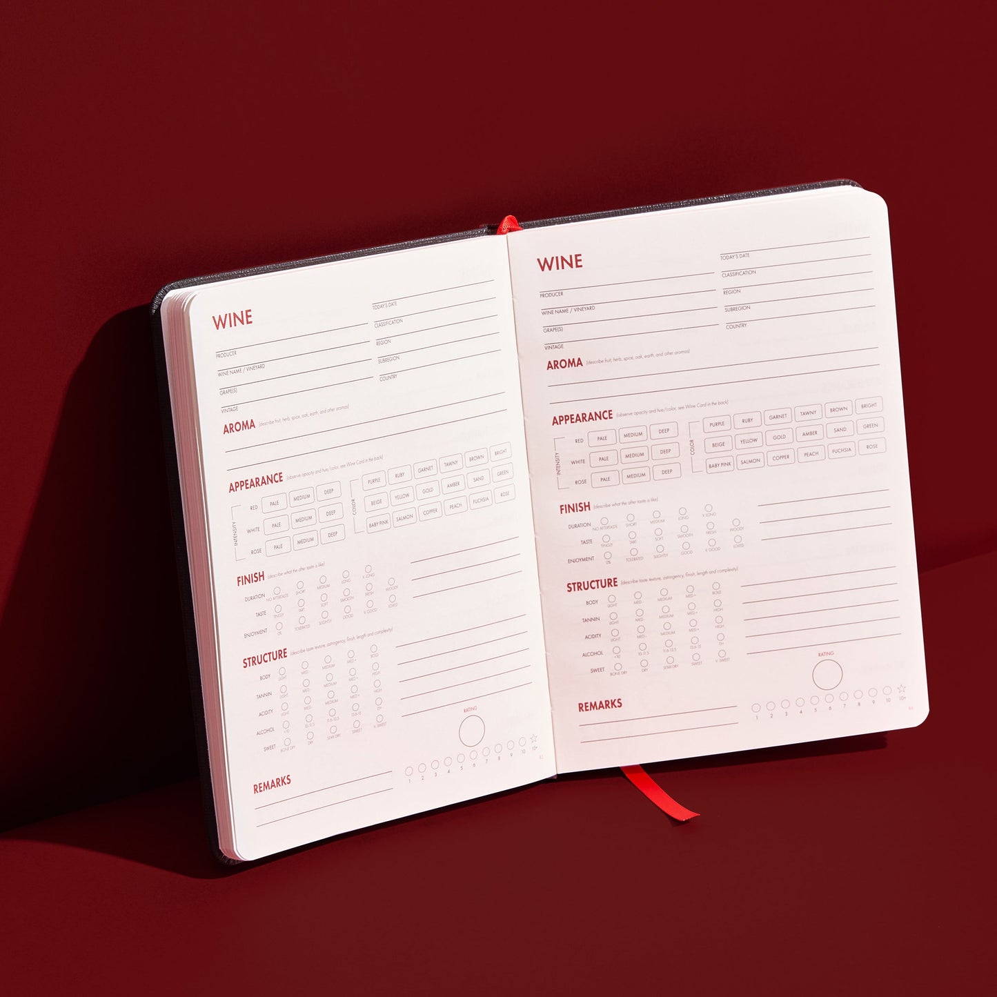 Wine Folly Wine Journal Guided Wine Tasting Notes (5" x 7" B6 Notebook) - Features 4 Step Tasting Method, Wine Color Reference Card, and Page Marker (Black)-1