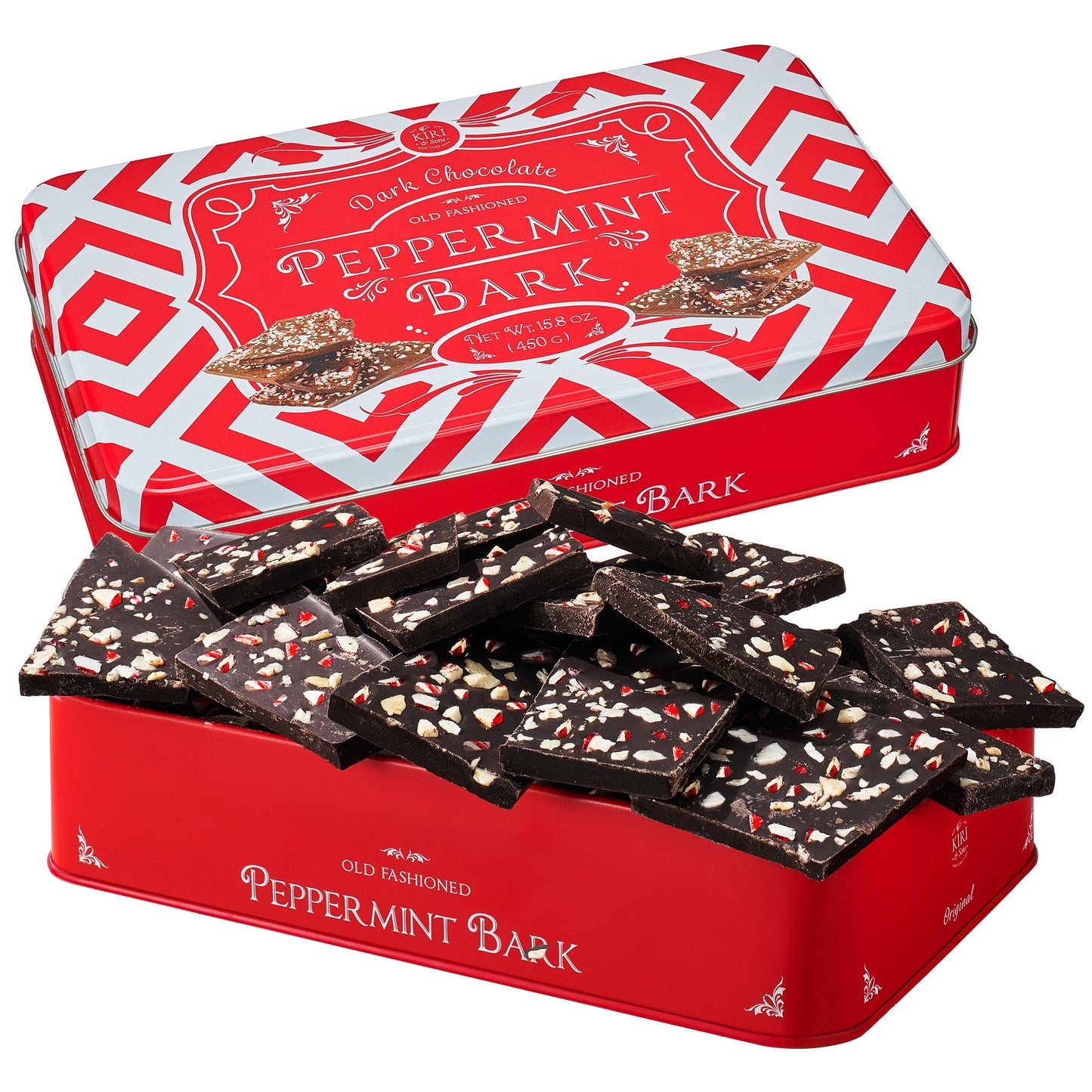 Dark Chocolate Premium Peppermint Bark - 450G Holiday Bark Assorted Squares - Christmas Candy, Sweets Gift Tin, Old Fashioned Holiday Treat for Stocking Stuffer, Party - Made in Turkey-0