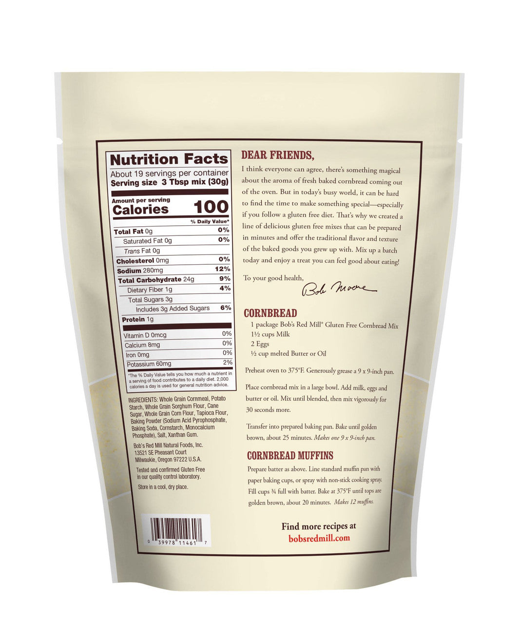 BOBS CORNBREAD MIX GF ( 4 X 20 OZ )-1
