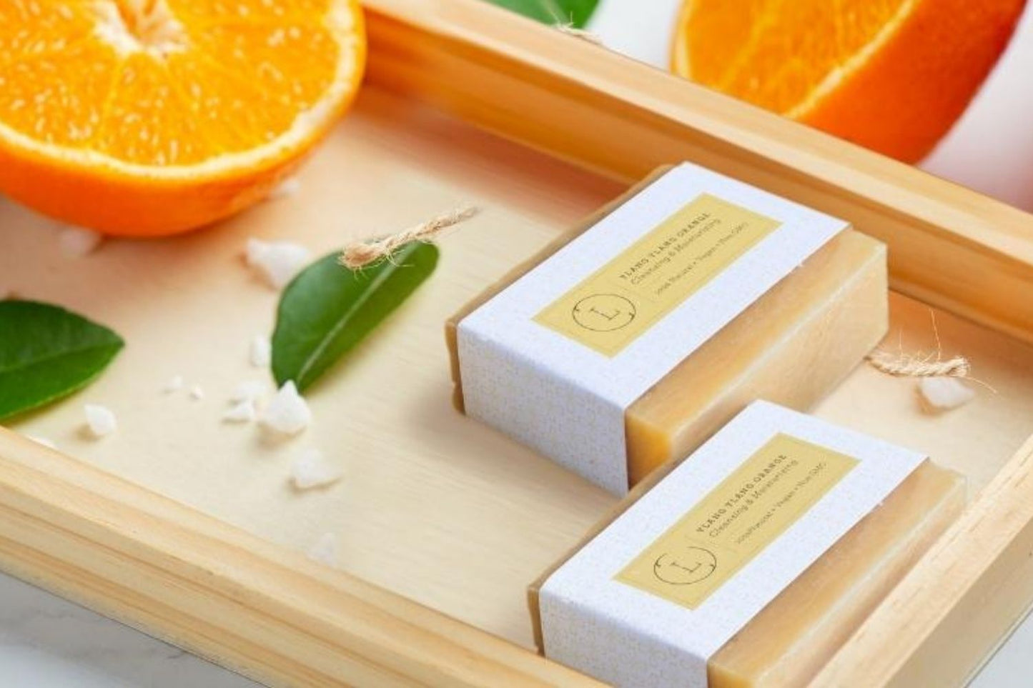 2x Natural Handmade Soap Bar, Orange Ylang Ylang Soap-1