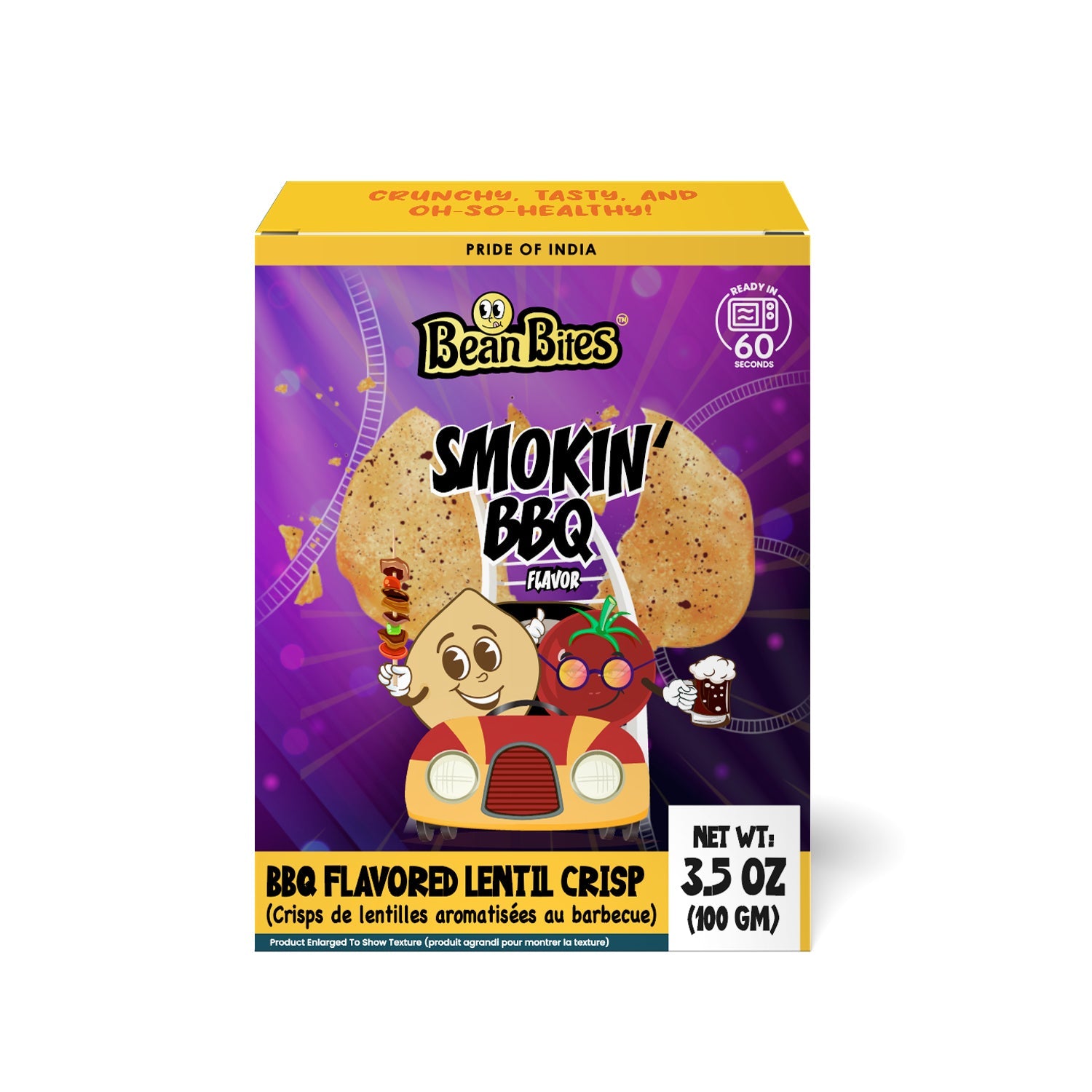 Bean Bites | Smokin’ BBQ Lentil Crisp 3.53 oz (100 g) | Round Crunchy Crisps-0