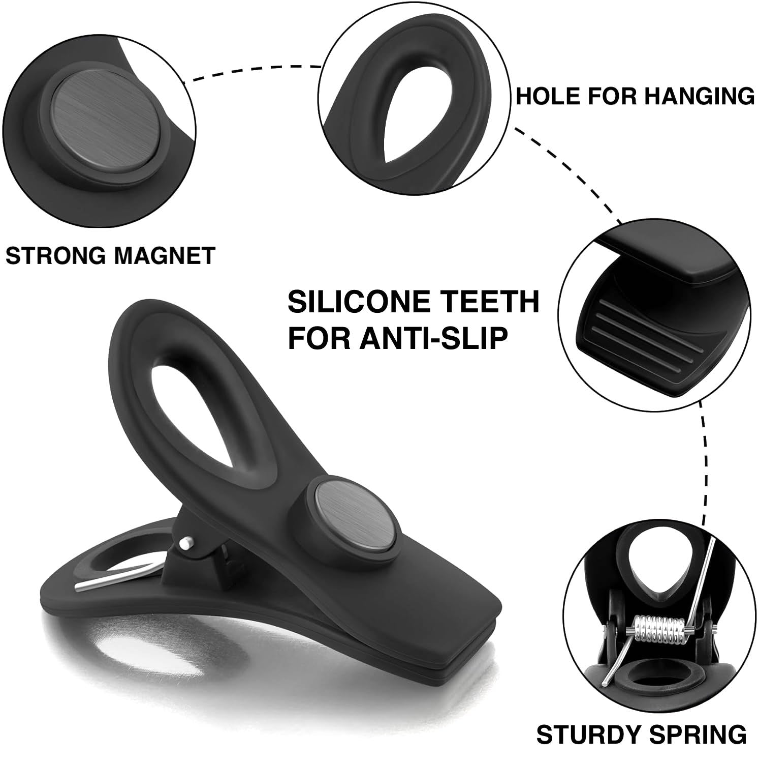 10-Piece Magnetic Bag Clip Set, Black-2