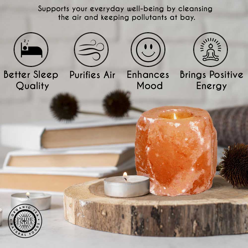 Himalayan Pink Salt Tea Light Holder by Pride of India – Salt Candle Holder – Room Décor Item – Great for Creating an Ambiance – Ideal for Home & Spa Uses – Natural Shape-1