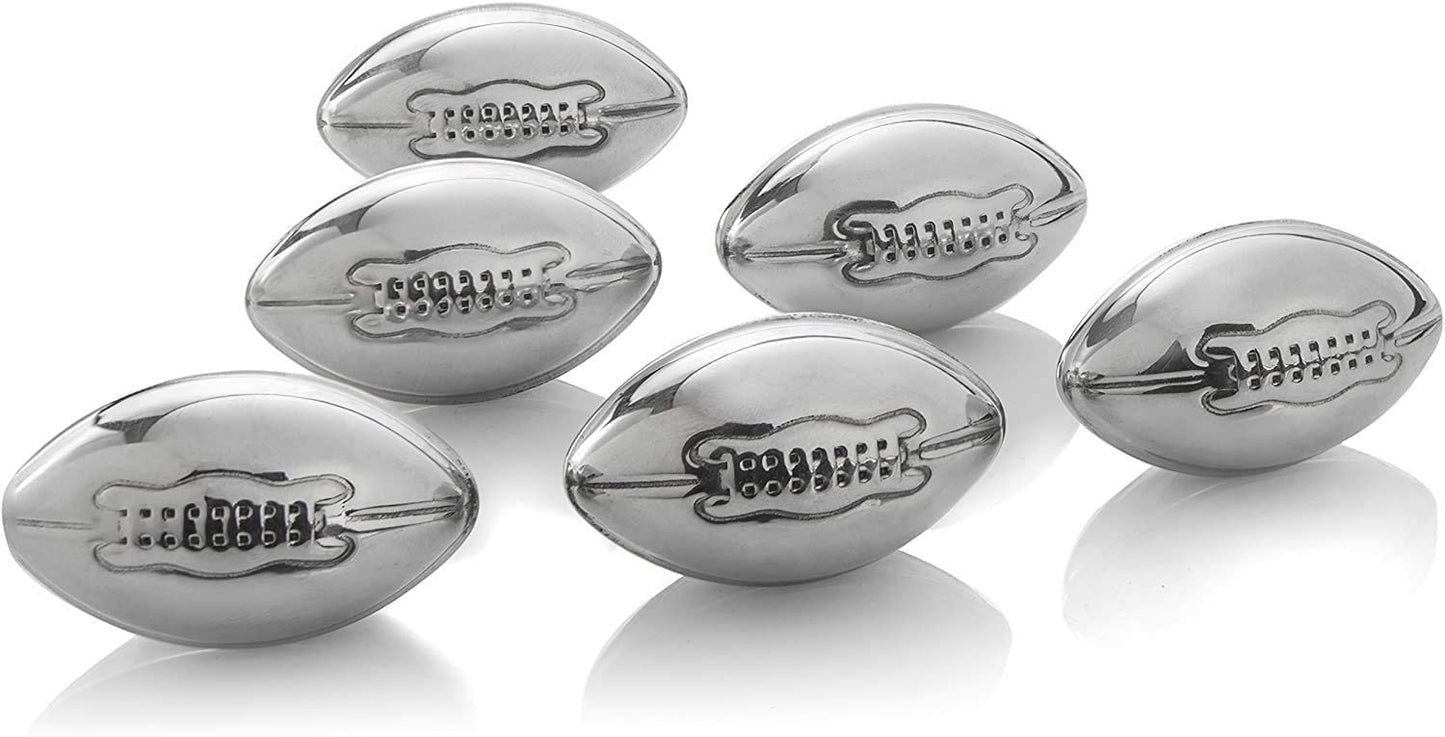 Whiskey Glasses And Football Chilling Stones Gift Set, 2 Whiskey Glasses, 8 Stainless Steel Whiskey Footballs, Coasters, Special Tongs & Freezer Pouch-3