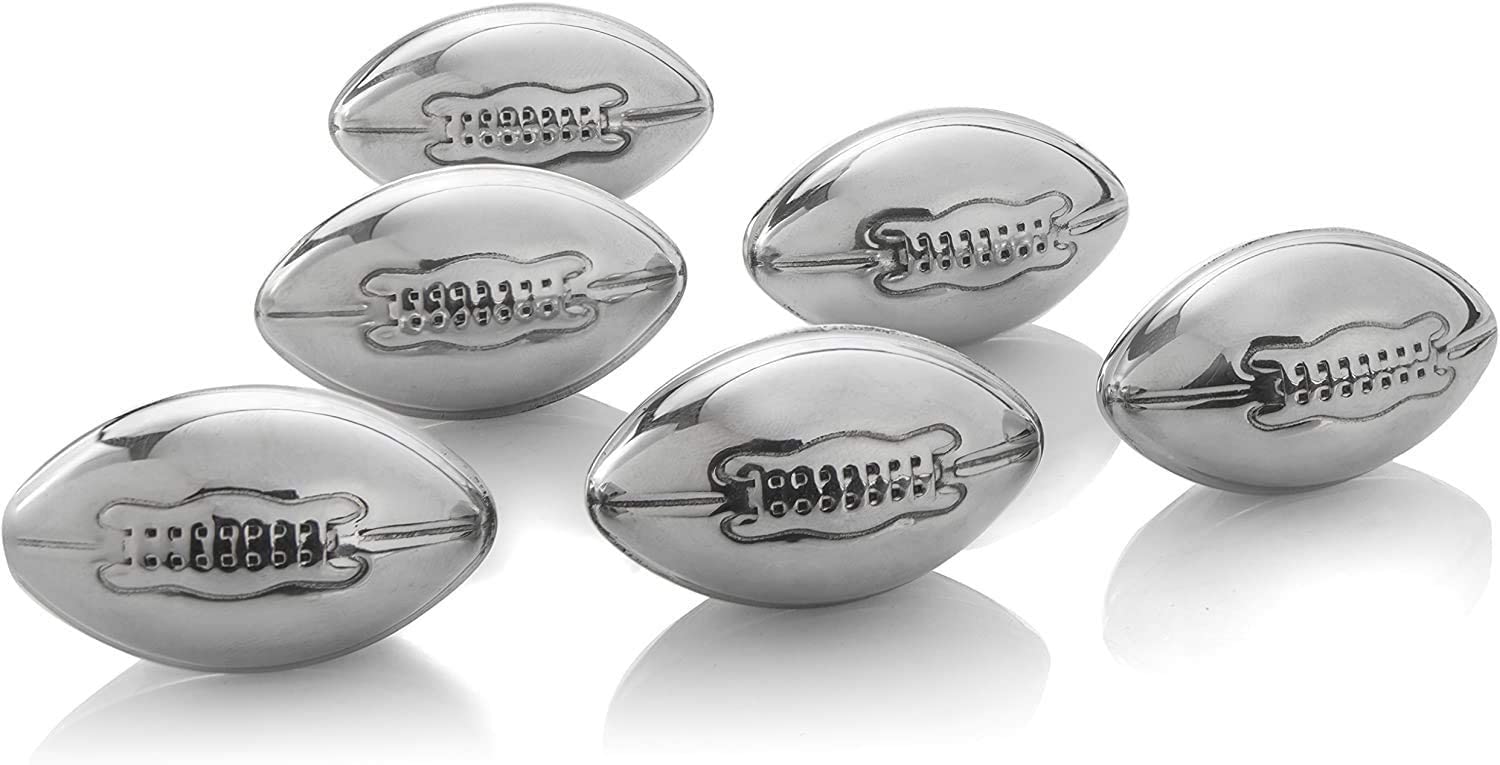 Whiskey Glasses And Football Chilling Stones Gift Set, 2 Whiskey Glasses, 8 Stainless Steel Whiskey Footballs, Coasters, Special Tongs & Freezer Pouch-3