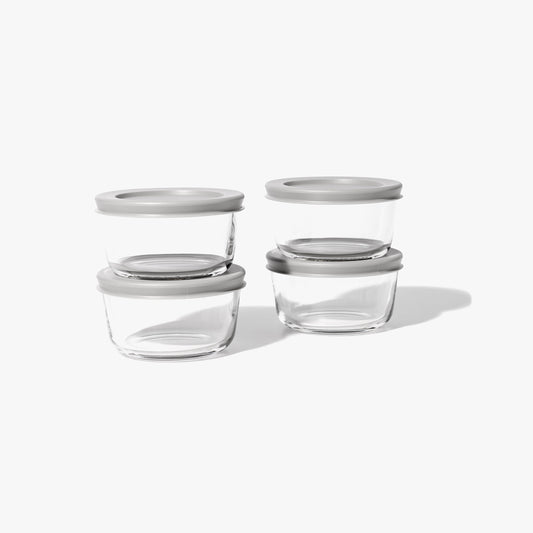 Glass Food Storage Containers - 8 Piece .7oz Set (4 Containers + 4 Lids)-0