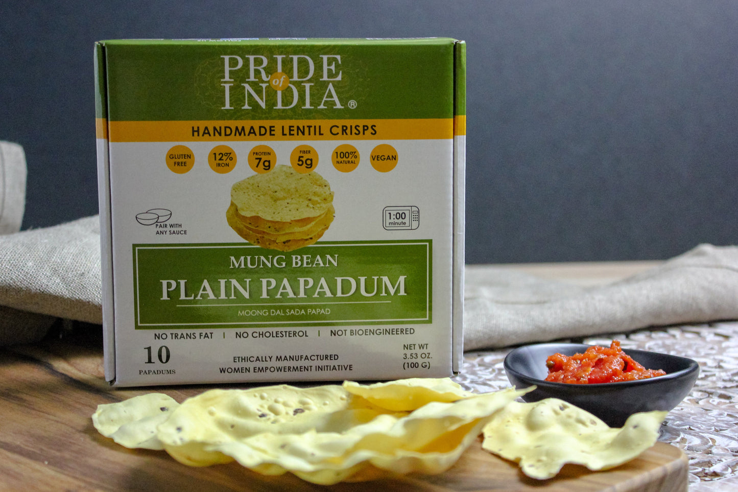 Plain Mung Bean Sada Papadum Lentil Crisp-2